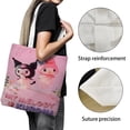 thumbnail image 3 of My Melody Bolso de tela con estampado de lienzo para mujer, bolsa de compras reutilizable y estética, con cremallera interior, regalo para mujer,40*45cm., 3 of 6