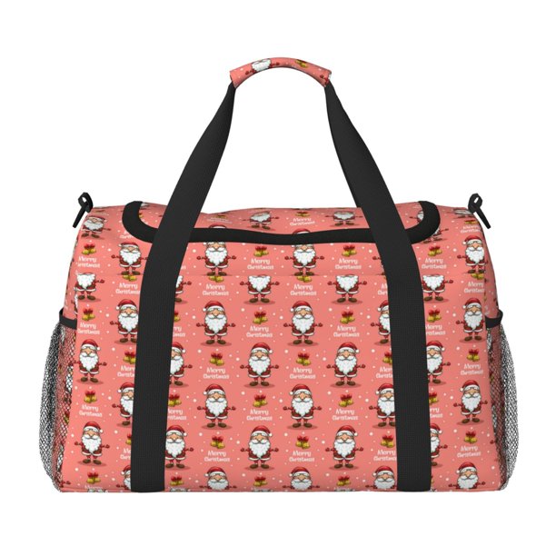 Disketp Merry Christmas Santa Claus Bolsa de Viaje Tipo Duffle, Bolso de Mano para Fin de Semana para Mujer, Bolsa de Gimnasio Ligera para Hombre, Esencial para Viajes