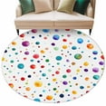 thumbnail image 2 of 7ft Round Rug, Colorful Polka Dot Non-Skid Rubber Backing Large Area Rugs - Living Room Bedroom Home Office, Rainbow Color Polka Dots Abstract Indoor Floor Mat Carpets Washable Rug, 2 of 9