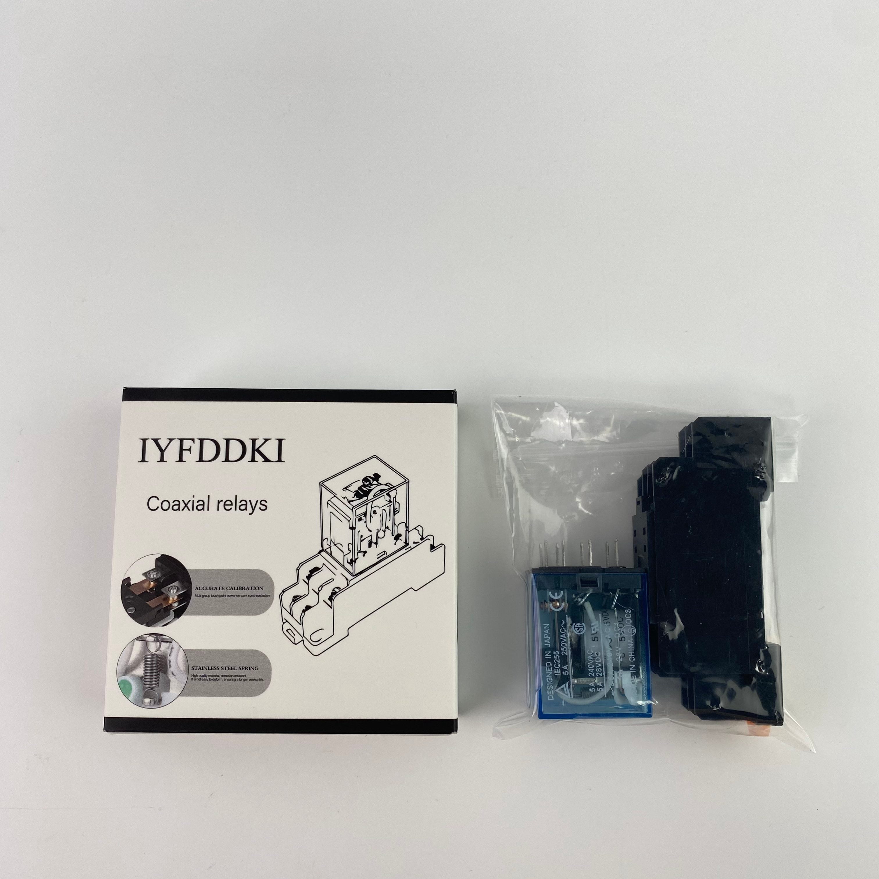 IYFDDKI Coaxial relays, electric,35mm DIN Rail DPDT 8P General Purpose Power Relay AC 24V Coil W Socket