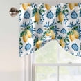 thumbnail image 4 of Blue Flowers Tie Up Valance Curtains for Windows, Kitchen Curtains Window Treatments, Yellow Lemons Summer Fruit Pastoral Short Window Shades Valances for Bedroom Bathroom Cafe 42"x12", 4 of 8