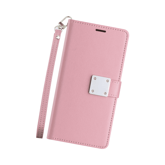 Entronix Wallet Case Compatible with iPhone XR, Book Style with Lanyard, Rose Pink