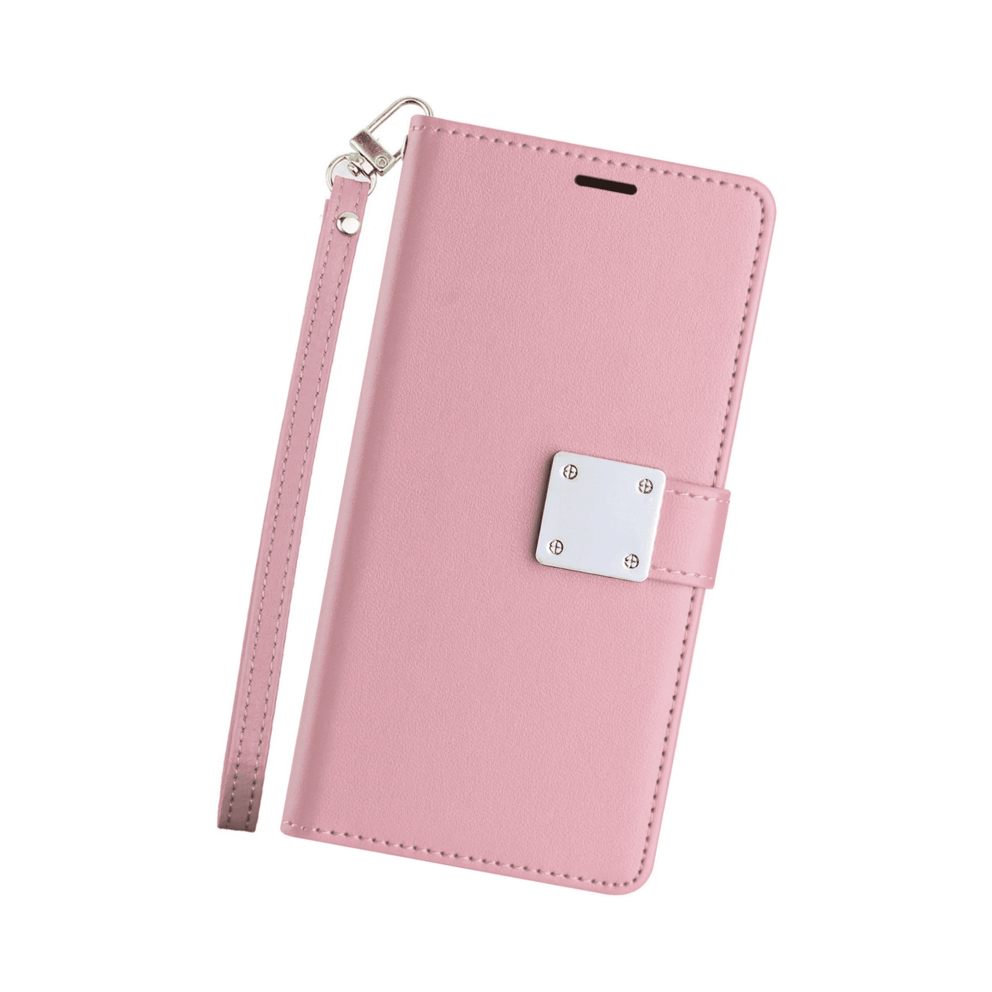 Entronix Wallet Case Compatible with iPhone XR, Book Style with Lanyard, Rose Pink
