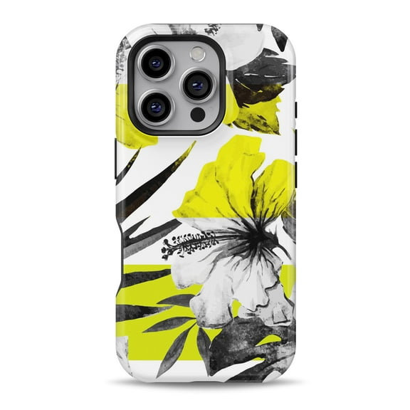 DesignSkinz Scratch-Resistant Hard Slim Case Compatible with iPhone 16 (Compatible with MagSafe) - Tropical BW Sun Floral
