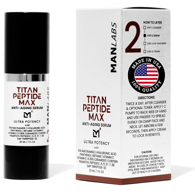Sérum para la piel Man Labs Titan MAX con péptidos antienvejecimiento, 30 ml