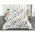 thumbnail image 2 of Ambesonne Flowers Quilted Coverlet 3 Pcs, Innocent Leaves Exotic Art, King Size, Almond Lilac and Grey Teal, 2 of 4