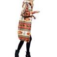 thumbnail image 2 of Moda mujer Vintage impreso abrigo chaqueta invierno cremallera manga larga Sudadera con capucha prendas de vestir exteriores Pompotops gfhjh23197, 2 of 5