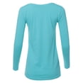 thumbnail image 3 of A2Y Women's Basic Solid Soft Cotton Long Sleeve V-neck Top T-shirt Milky Blue XL, 3 of 3