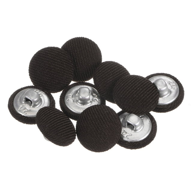 Unique Bargains 10pcs 24L Fabric Cloth Covered Button 15mm Round Metal Shank Sewing Buttons for Suits Dress Blouses, Brown