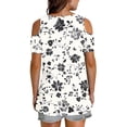 thumbnail image 6 of Olyvenn Sexy Cold Sholuder Tops for Women Casual V Neck Cute Blouse Boho Floral Print Short Sleeve Shirts Ladies Tunic Tshirt Multicolor M, 6 of 6