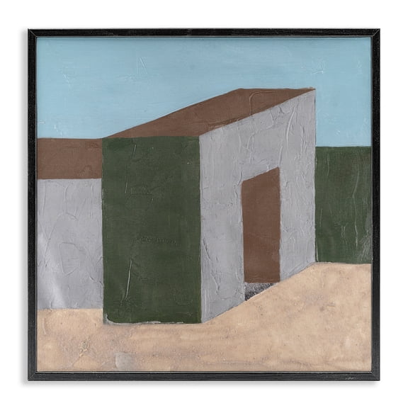 Stupell Industries Modern Rustic Desert Building Black Framed Giclee Art, 12 x 12, by Michael Willett