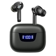 True Wireless Earbuds, Bluetooth Headphone with Smart LED Display Charging Case, Black