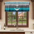 thumbnail image 6 of Teal Blue Anchor Coastal Curtain Valances for Windows, Kitchen Valance Window Treatments Panel 2 Pack, Nautical Vintage Art Wooden Grey Rod Pocket Short Curtains for Bathroom Bedroom 60 x 18 Inch, 6 of 8