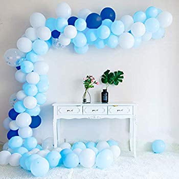 12 Inch Blue Balloons White Balloons Garland Kit Blue Balloon Arch Kit 112 Pack Blue White Balloon Decorations for Weeding Birthday Party Gold Confetti Balloons Sky Blue Balloons