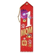 Pack of 6 Red "#1 Mom Award" School Award Ribbon Bookmarks 8"