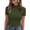 Army Green, variant on Women's Ribbed Knit Mock Neck Short Sleeve Top, Slim Fit Ruffle Edge Tee, Form Fitting Casual T-Shirt with Lettuce Trim Army Green S