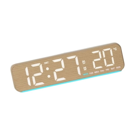 Misright Plastic LED Electronic Alarm Clock With Clear Display And Wood Grains Design