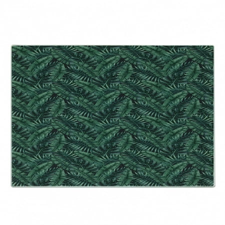 

Palm Leaf Cutting Board Watercolor Tropical Jungle Leaves Pattern Fresh Rainforest Hawaii Summer Decorative Tempered Glass Cutting and Serving Board Small Size Dark Green Black by Ambesonne