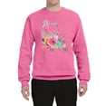 thumbnail image 2 of Wild Bobby, Cute Hearts and Flowers Blessed, Inspirational/Christian, Unisex Crewneck Graphic Sweatshirt, Neon Pink, X-Large, 2 of 3