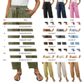 thumbnail image 4 of Manxivoo Women's cotton linen high-waisted wide-leg barrel pants (loose fit) for summer, with pockets, suitable for casual and home wear, 4 of 9