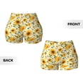 thumbnail image 5 of Fotbe Beautiful Countryside Sunflower Seamless Shorts, Womens Workout Shorts High Waist Stretch Booty Short for Gym/Yoga/Running/Biking-Large, 5 of 9
