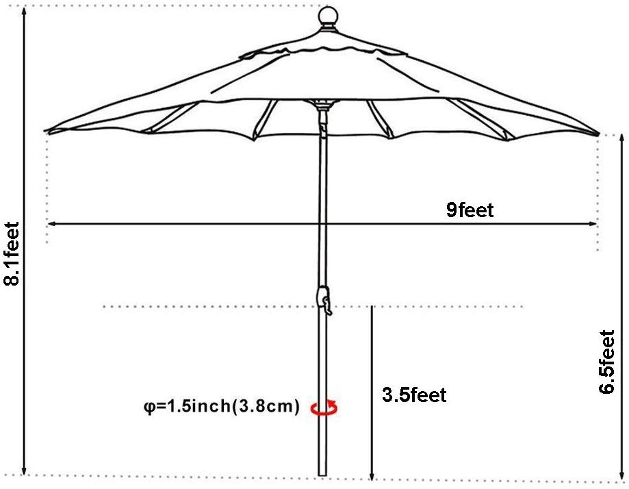 Eliteshade Sunbrella 9ft Market Umbrella Patio Outdoor Table Umbrella With Ventilation And 5 Years Non Fading Guarantee Sunbrella Forest Green Walmart Com Walmart Com