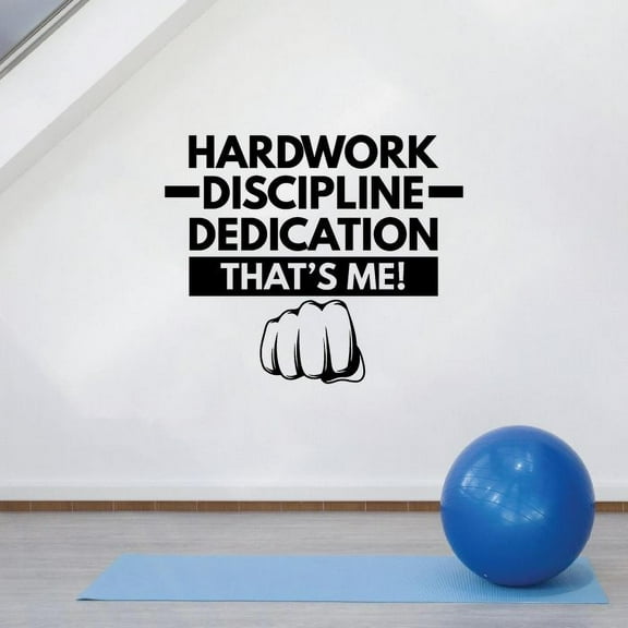 Hardwork Discipline Dedication That's Me! - Quote Exercise Workout Motivation Vinyl Wall Art Wall Sticker Wall Decal Home Gym Workout Area Fitness Sticker Decal Decoration Size (10x8 inch)