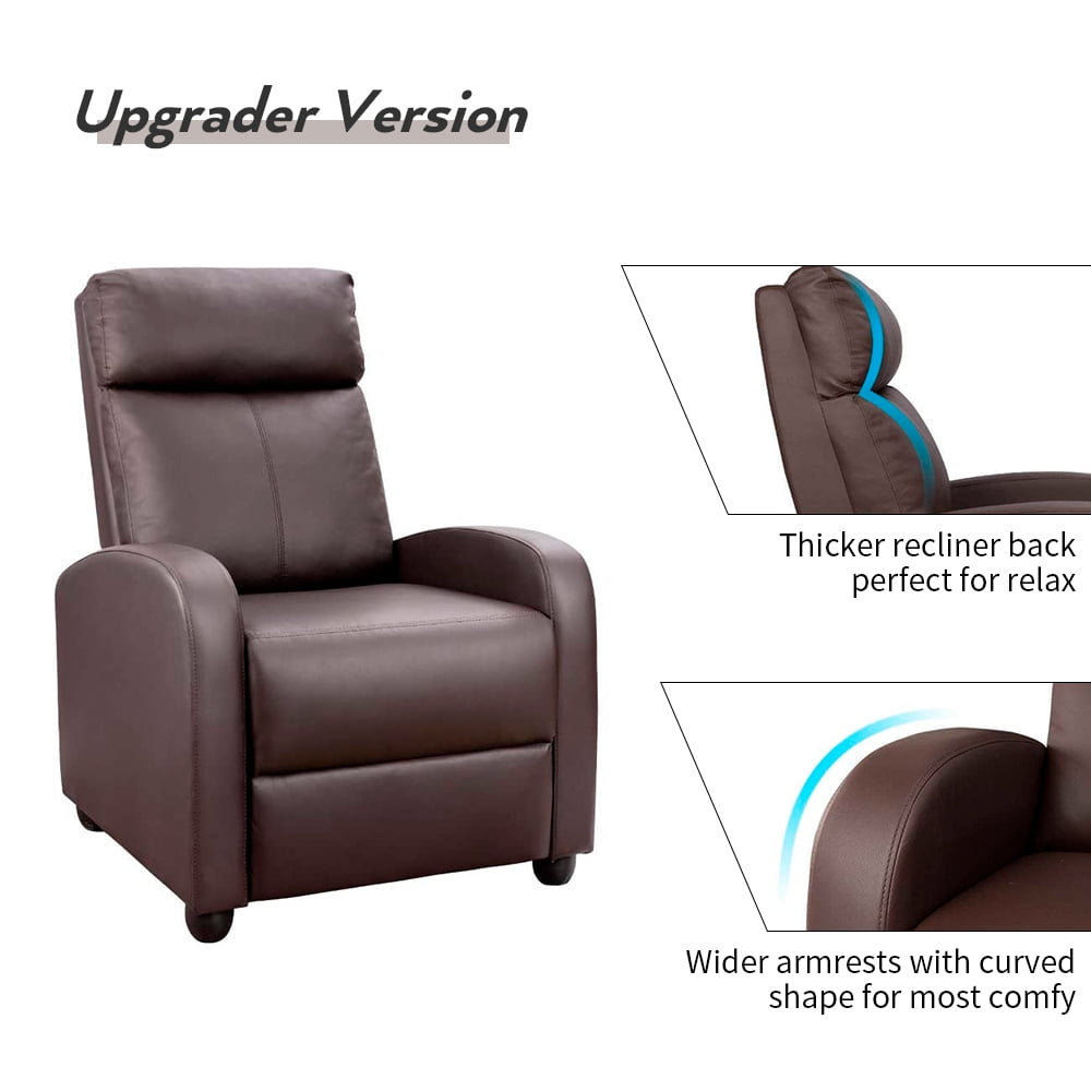 Lacoo Massage Recliner PU Leather Faux Leather Home Theater Recliner with Padded Seat and Massage Backrest, Brown