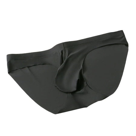 

HEVIRGO U Convex Solid Color Seamless Men Briefs Ice Silk Mid-Waist Male Underwear