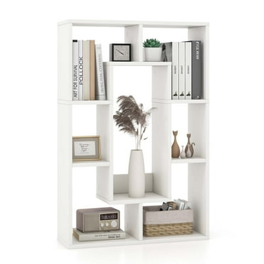 Costway 7 Cube Modern Geometric Bookcase with Anti-Toppling Device, White