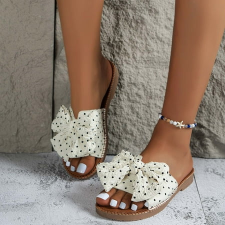 

Aufmer Summer Slippers for Women Clearance Ladies Summer Casual Comfortable Slippers Fashion Bowknot Beach Solid Color Flat Slippers