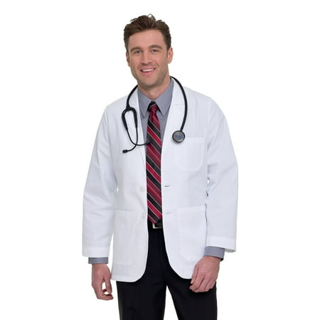 Landau Men's Essential Lab Coats Classic Relaxed Fit Breathable Fade Resistant 3 Pockets Button Consultation Jacket Scrub, Style 3200