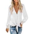thumbnail image 1 of WEAIXIMIUNG Blouse Décontractée en Dentelle Patchwork pour Femmes Saint-Valentin Chemises Amples Nœud Boho devant, 1 of 4