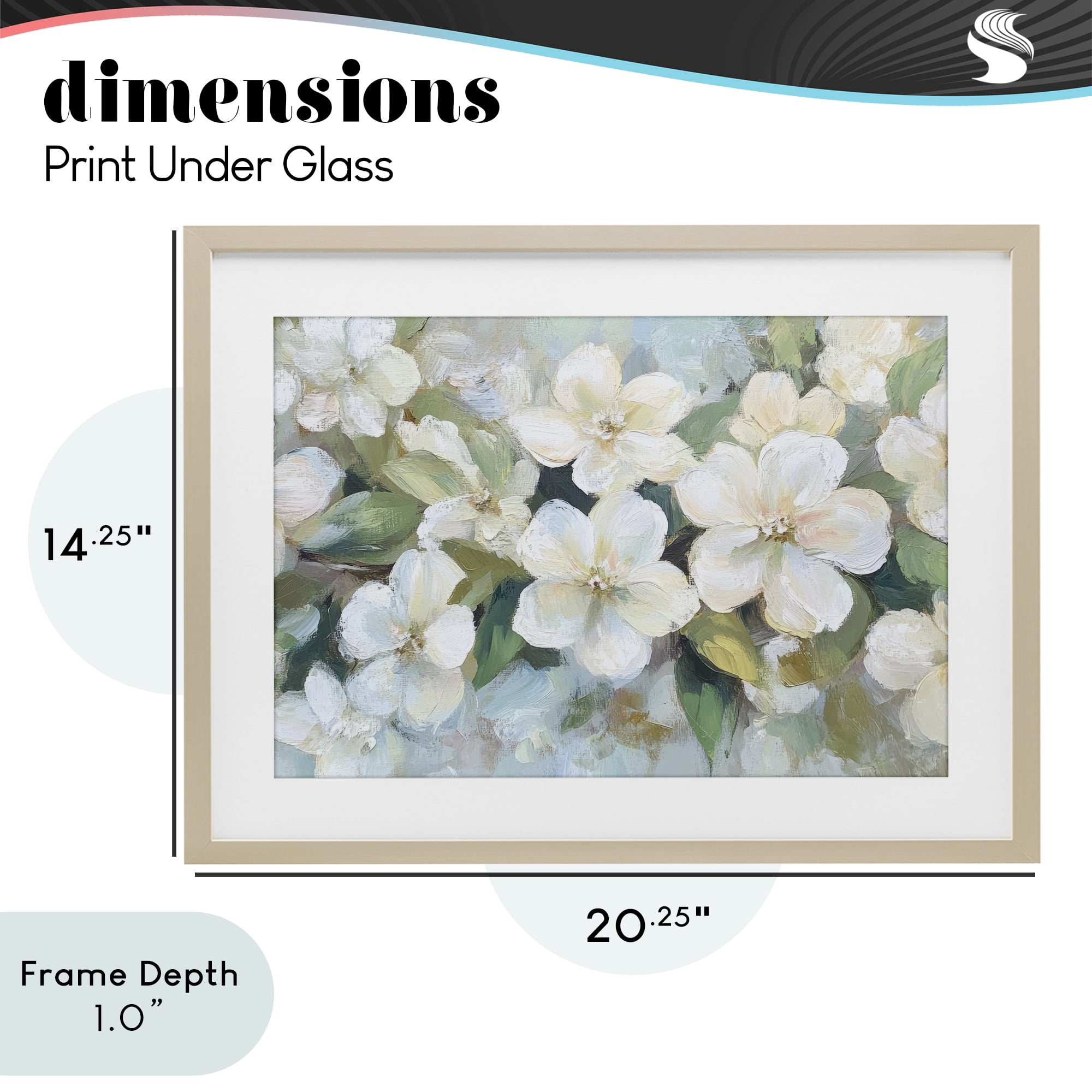 Stupell Industries Painted White Flowers in Leaves Birch Framed Print Under Glass, design by Petal Prints Design