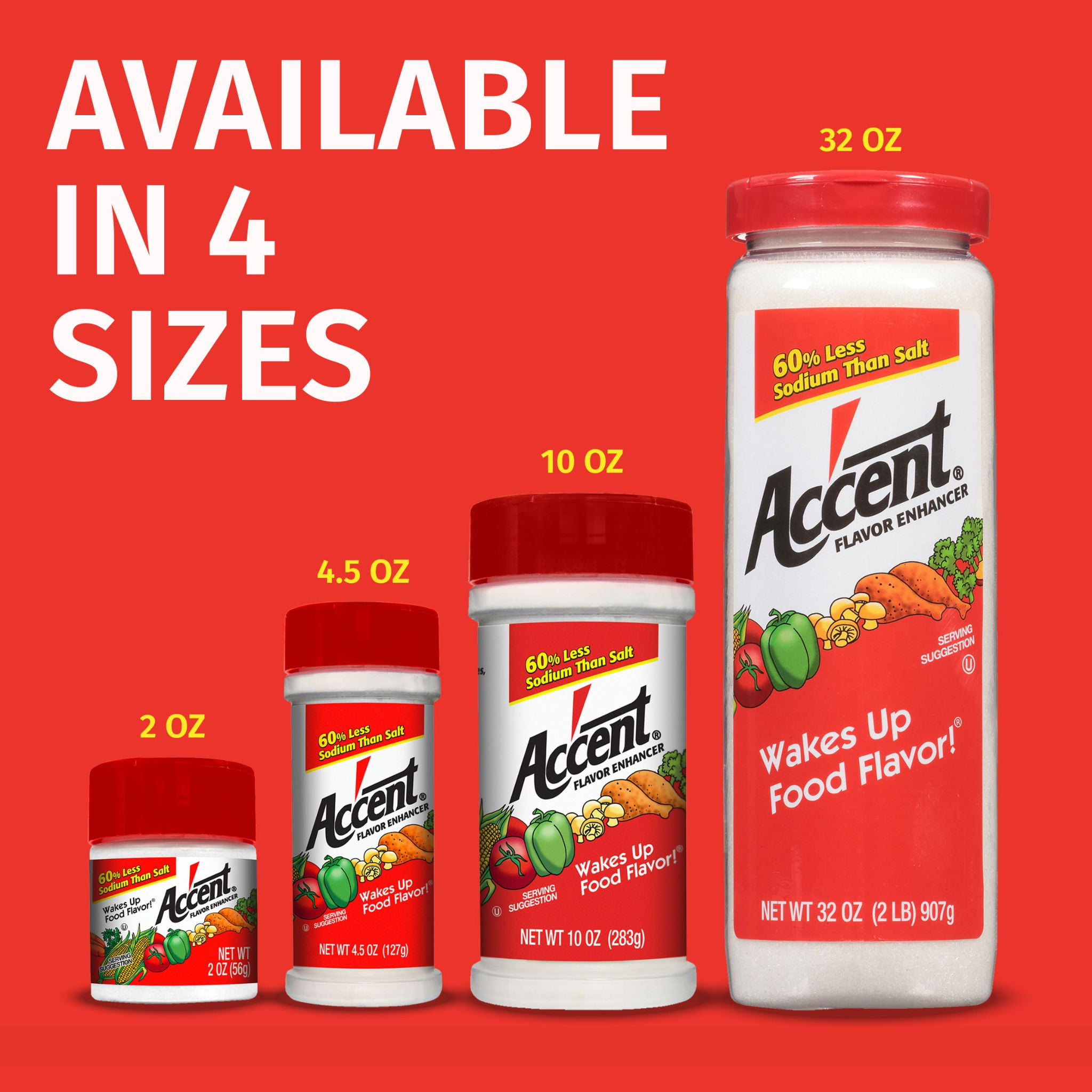(6 pack) Ac'cent Flavor Enhancer MSG, Kosher, 10 oz