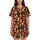 thumbnail image 1 of Balery Christmas Gingerbread Cookies Conjunto de Pijama para Mujer con Estampado, Dos Piezas de Manga Corta y Shorts, Ropa de Dormir Suave con Cuello Redondo y Bolsillos-X-Large, 1 of 1
