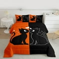 thumbnail image 2 of jejeloiu Orange Black Full Size Comforter Sets,Black Pet Cat Kitten Bedding Comforter Set,Cartoon Loves Heart Print Bedding Sets For Kids,Super Cozy Room Decor Reversible,3 Pieces, 2 of 8