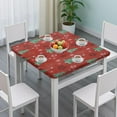 thumbnail image 3 of Red Christmas Tree Pattern Square Fitted Tablecloth with Elastic Edge,Square Table Cover,Washable Elastic Table Cover for Home Kitchen Party Decor 34"x34", 3 of 6