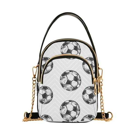 joogoo Women Soccer Balls Football Pattern Chain Crossbody Bags Shoulder Handbag Phone Purse