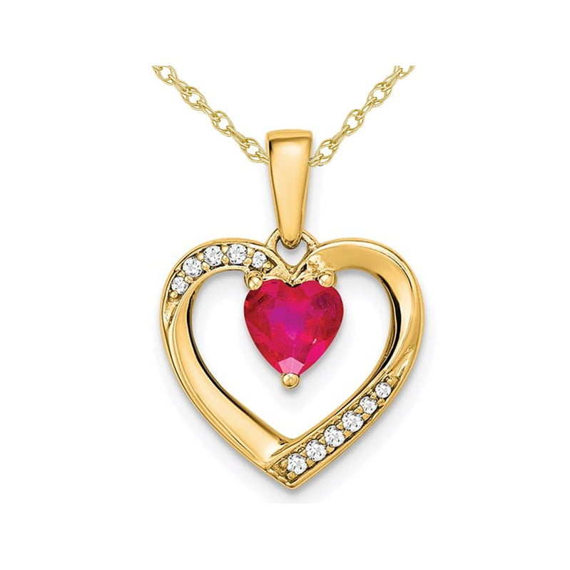 1 2 Carat Ctw Natural Ruby Heart Pendant Necklace In 14k Yellow Gold With Chai Canada - Ruby Heart Pendant Yellow Gold