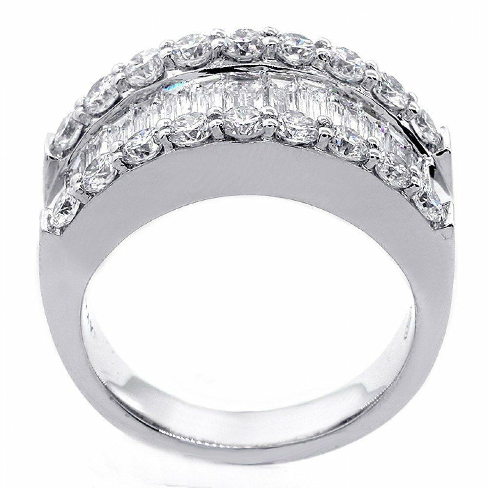 HeartsAndYou 3ct Baguette Cut Moissanite Cluster Cocktail Engagement Ring for Women 18k White Gold over Silver