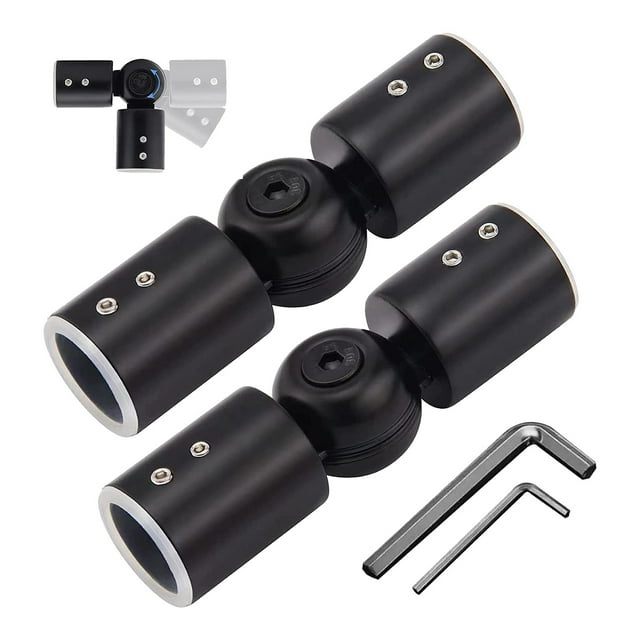 2 Piezas de Conector de Esquina de Barra de Cortina, Conector de Esquina de Barra de Cortina Ajustable para Barras de Cortina de Ventana de BahíA de 1 Pulgada (Negro)