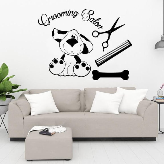 Pet Grooming Salon Wall Decal Dogs Grooming Salon Animals anime fiend Vinyl wall decal for Grooming Salon Decor Use 42x32cm