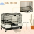 thumbnail image 3 of PawHut Small Animal Cage with Wheels, Portable Bunny Cage 2-Tier, 3 of 9