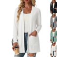 thumbnail image 2 of Women's Lightweight Cardigan Long Sleeve Sweater Open Front Casual Fall Cardigans with Pockets,White M, 2 of 7