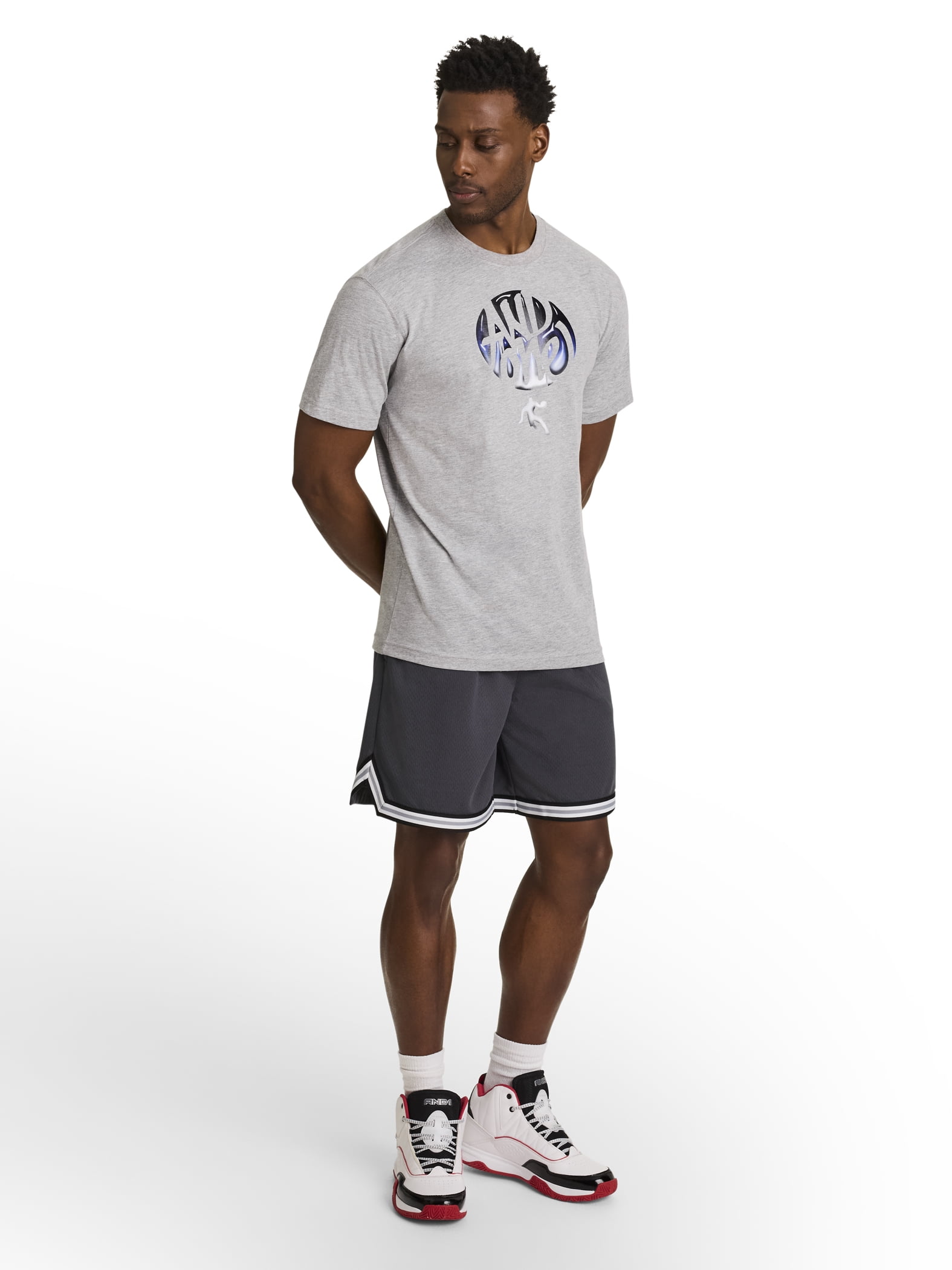 AND1 Men's and Big Men's Challenger Short, 8" inseam, Sizes XS-5XL