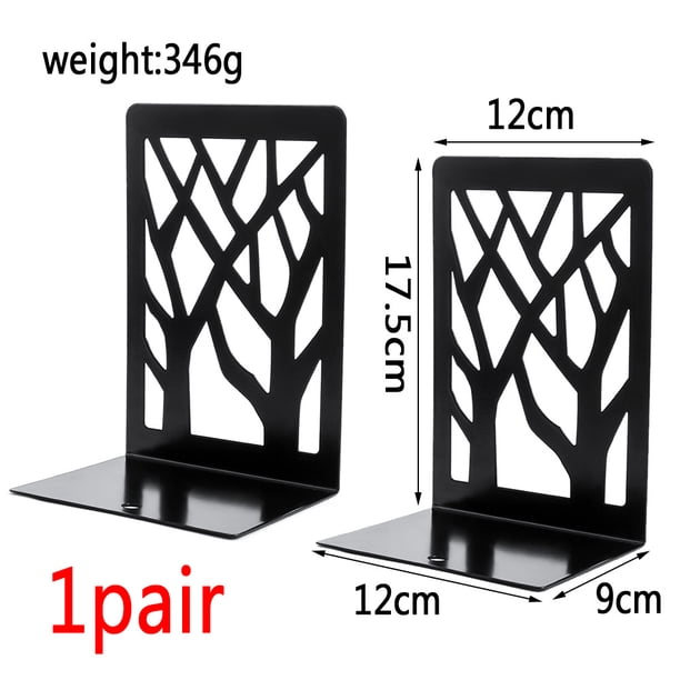 2 pares de sujetalibros modernos con diseño de árbol para estantes, soporte para libros antideslizante, almacenamiento de Metal resistente para CD, tapón decorativo para libros