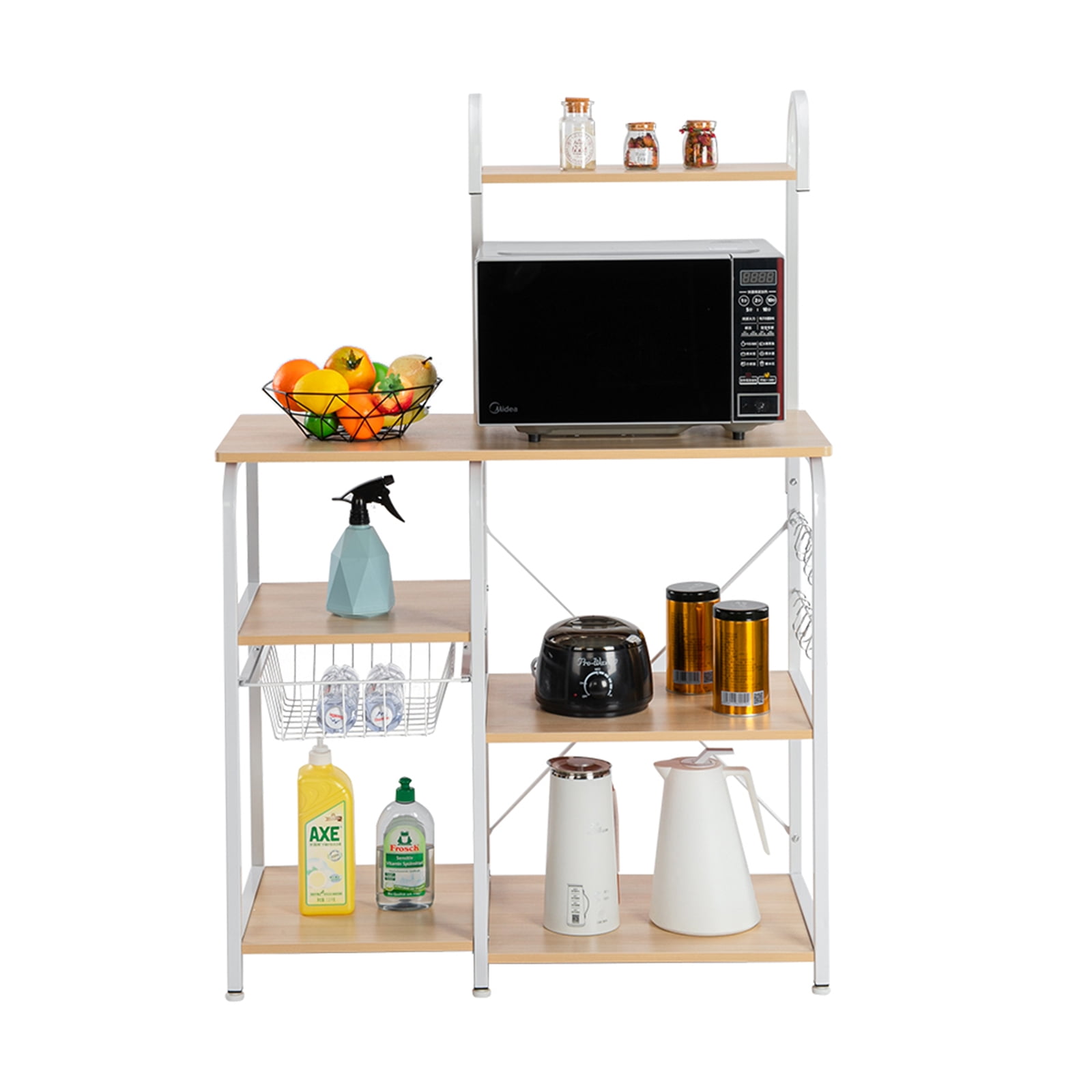 Private Jungle Kitchen Baker's Rack Utility Storage Shelf 35.5" Microwave Stand 4-Tier+3-Tier Shelf for Spice Rack Organizer Workstation with 10 Hooks,Light Beige Private Jungle Kitchen Baker's Rack Utility Storage Shelf 35.5" Microwave Stand 4-Tier+3-Tier Shelf for Spice Rack Organizer Workstation with 10 Hooks,Light Beige