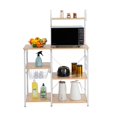 thumbnail image 4 of fastboy Light Beige Kitchen Baker's Rack Utility Storage Shelf 35.5 Microwave Stand 4-Tier 3-Tier Shelf for Spice Rack Organizer Workstation with 10 Hooks, 4 of 6