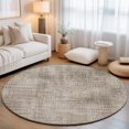 thumbnail image 2 of Round Rugs 4Ft, Brown Beige Round Area Rug Washable Indoor Throw Carpet, Farmhouse Linen Texture Soft Non Slip Circle Rug for Kitchen Nursery Room Home Decor, 2 of 8
